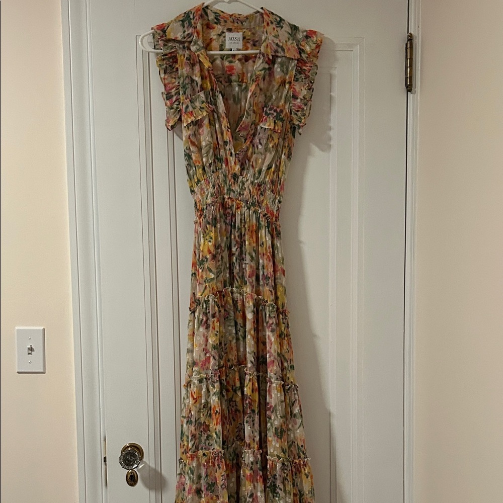 Misa Los Angeles Floral Maxi Dress with Ruffles